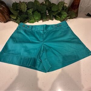 White House Black Market Teal Cotton Blend Womens Shorts Size 8